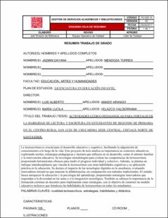 Portada Actividades lúdico-pedagógicas para fortalecer la habilidad de lectura y escritura en estudiantes de segundo de primaria en el centro rural san Luis de Chucarima sede central, Chitagá Norte de Santander.