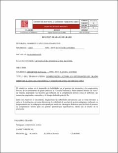 Portada Comprensión lectora en estudiantes de grado jardín de la escuela maternal y jardín infantil mundo da vincí