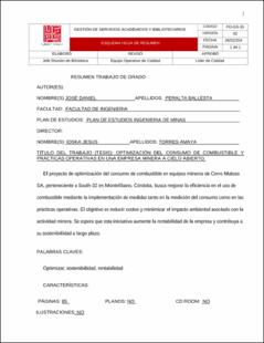 Portada Optimización del consumo de combustible y prácticas operativas en una empresa minera a cielo abierto