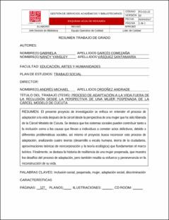 Portada Proceso de adaptación a la vida fuera de la reclusión desde la perspectiva de una mujer pospenada de la cárcel modelo de Cúcuta