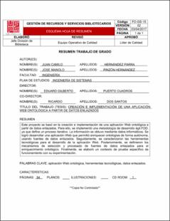 Portada Creación e implementación de una aplicación web ontológica a partir de datos enlazados