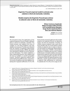 Modelo empírico de Angström-Prescott para estimar la radiación solar en  Norte de Santander, Colombia