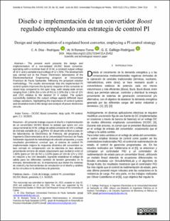 Portada Diseño e implementación de un convertidor Boost regulado empleando una estrategia de control PI