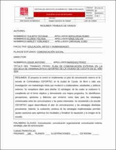 Portada Plan de comunicación externa en la escuela de criminalística Cefortec de la ciudad de Cúcuta en el año 2024