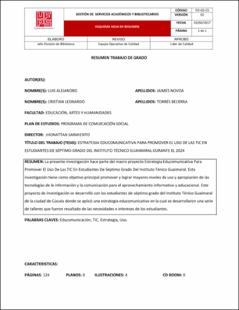 Portada Estrategia educomunicativa para promover el uso de las tic en estudiantes de séptimo grado del instituto técnico guaimaral durante el 2024