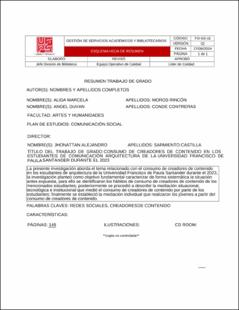 Portada Consumo de creadores de contenido en los estudiantes de arquitectura de la universidad francisco de paula Santander durante el 2024
