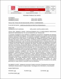 Portada Fortalecimiento de la inteligencia emocional mediante herramientas tic en estudiantes de transición