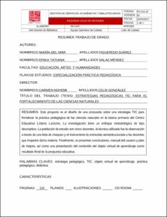 Portada Estrategias pedagógicas tic para el fortalecimiento de las ciencias naturales