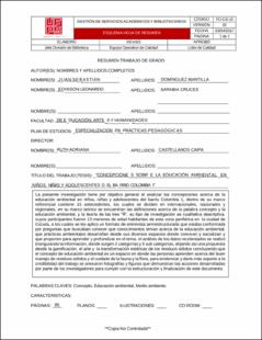 Portada Concepciones sobre la educación ambiental en los niños, niñas y adolescentes del barrio Colombia 1