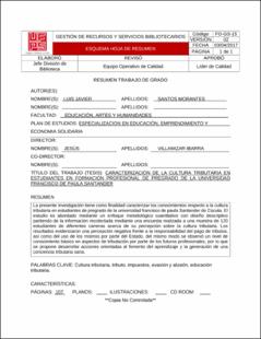 Portada Caracterización de la cultura tributaria en estudiantes en formación profesional de pregrado de la universidad Francisco de Paula Santander