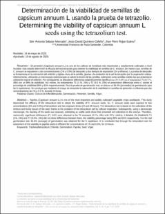 Portada Determinación de la viabilidad de semillas de capsicum annuum L usando la prueba de tetrazolio