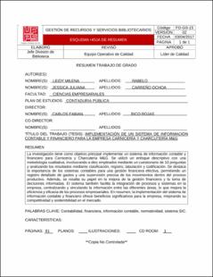 Portada Implementación de un sistema de información contable y financiero para la empresa carnicería y charcutería M&G