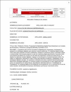 Portada Propuesta de marketing digital para dinamizar los canales de promoción y venta de la empresa Bryerley Cometics S.A.S