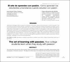 Portada El arte de aprender con pasión. Cómo aprenden los estudiantes universitarios cuando estudian con pasión
