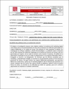 Portada Marketing digital como factor clave para el posicionamiento de marca de empresas de confección gerenciadas por mujeres millennials en la ciudad de Cúcuta