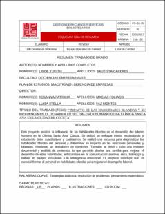 Portada “Impacto de las habilidades blandas y su influencia en el desarrollo del talento humano de la clínica Santa Ana en la ciudad de Cúcuta”