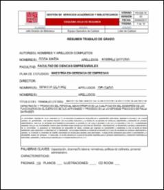 Portada Grado de influencia de la aplicación de políticas de estímulos capacitación y promoción del personal administrativo en la cualificación del desempeño de los funcionarios en el ejercicio de sus actividades y procesos en la universidad Francisco de Paula Santander.