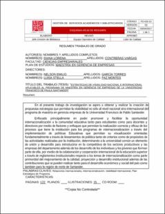 Portada Estrategias de visibilidad nacional e internacional aplicables al programa de maestría en gerencia de empresas de la universidad Francisco de Paula Santander.