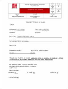 Portada Asociación entre el consumo de alcohol y el estrés académico en los estudiantes de un programa de enfermería en Cúcuta, Norte de Santander