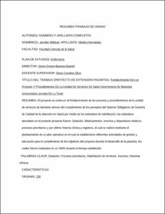 Portada Fortalecimiento de los procesos y procedimientos de la unidad de servicios de salud vicerrectoría de bienestar universitario jornada de la tarde