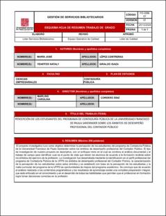 Portada Percepción de los estudiantes del programa de contaduría pública de la universidad francisco de paula Santander sobre los ámbitos de desempeño profesional del contador público
