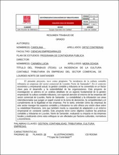 Portada La incidencia de la cultura contable tributaria en empresas del sector comercial de lourdes norte de santander