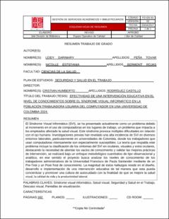 Portada Efectividad de una intervención educativa en el nivel de conocimientos sobre el síndrome visual informático en la población trabajadora usuaria del computador en una universidad de Colombia 2024