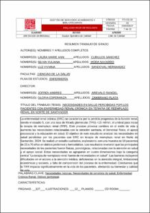 Portada Necesidades en salud percibidas por los pacientes con enfermedad renal crónica en terapia de reemplazo renal en norte de santander