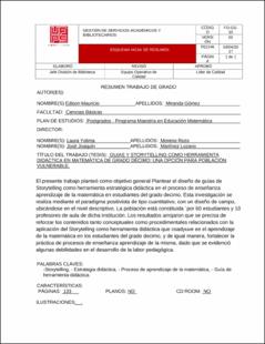 Portada Guias y storytelling como herramienta didáctica en matemática de grado décimo: una opción para población vulnerable