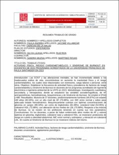 Portada Actividad física, riesgo cardiometabólico y síndrome de burnout en docentes de dos programas acreditados de la universidad Francisco de Paula Santander en 2023