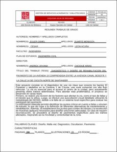 Portada Diagnóstico y diseño de rehabilitación del pavimento de la avenida 10 comprendida entre la avenida canal bogotá y la calle 14 de cúcuta norte de santander