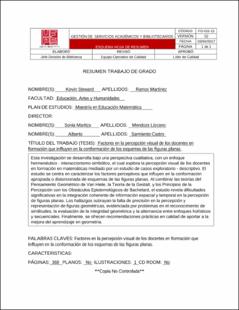 Portada Factores en la percepción visual de los docentes en formación que influyen en la conformación de los esquemas de las figuras planas.