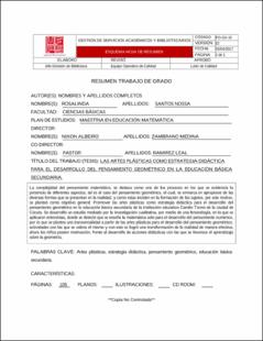 Portada Las artes plásticas como estrategia didáctica para el desarrollo del pensamiento geométrico en la educación básica secundaria