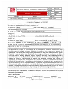 Portada Propuesta metodológica para la construcción y análisis de gráficas de funciones trigonométricas en estudiantes de décimo grado mediante el uso de GeoGebra