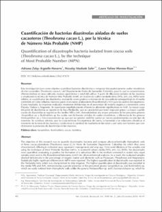 Portada Cuantificación de Bacterias diazótrofas aisladas de suelos cacaoteros (Teobroma cacao L.) por la técnica del Número Más Probable (NMP)