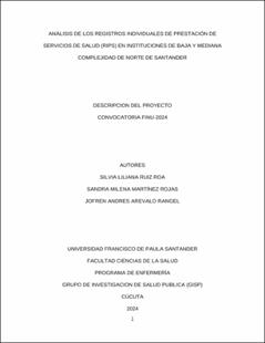 Portada Análisis de los registros individuales de prestación de servicios de salud (RIPS) en instituciones de baja y mediana complejidad de Norte de Santander.